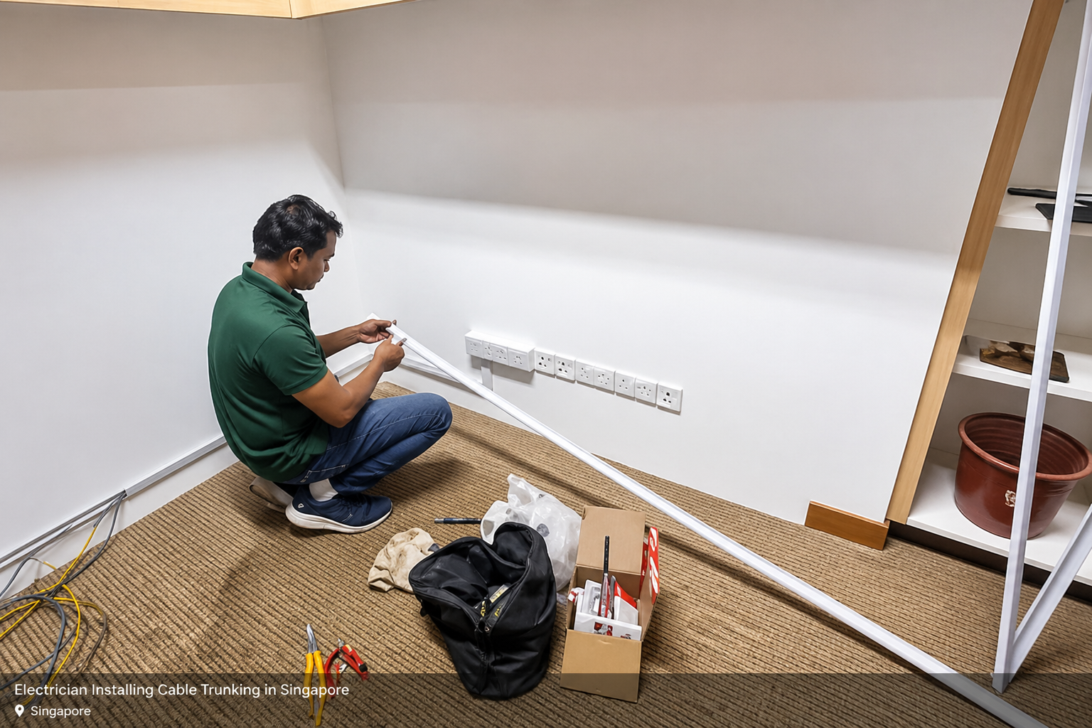 Electrician at work in modern office