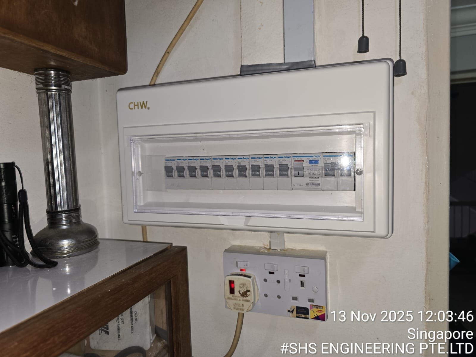 Completed DB box upgrade in a Toa Payoh HDB flat featuring a clean, modern electrical distribution board installation.